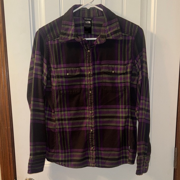 The North Face Tops - The North Face Purple and Green Checkered Shirt